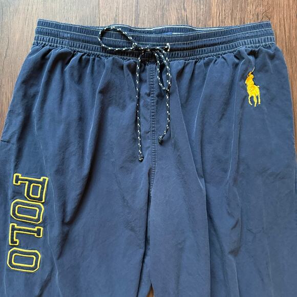 Polo Ralph Lauren Navy Drawstring Pajama Pants Preppy Yellow Pony Logo Mens L - Picture 3 of 5